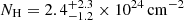 $ N_{\mathrm{H}}=2.4_{-1.2}^{+2.3}\times 10^{24}\,\mathrm{cm^{-2}} $