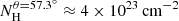 $ N_{\rm H}^{\theta=57.3^\circ}\approx4\times10^{23}\,{\rm cm^{-2}} $