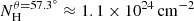 $ N_{\rm H}^{\theta=57.3^\circ}\approx1.1\times10^{24}\,{\rm cm^{-2}} $