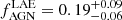 $ f_{\mathrm{AGN}}^{\mathrm{LAE}}=0.19^{+0.09}_{-0.06} $