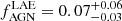 $ f_{\mathrm{AGN}}^{\mathrm{LAE}}=0.07^{+0.06}_{-0.03} $