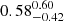 $ 0.58^{0.60}_{-0.42} $