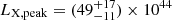 $ L_{\mathrm{X, peak}} = (49^{+17}_{-11})\times 10^{44} $