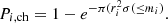 $$ \begin{aligned} P_{i,\mathrm{ch}} = 1-e^{-\pi (r_{i}^2 \sigma (\le m_i)}. \end{aligned} $$