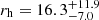 $ r_{\mathrm{h}} = 16.3^{+11.9}_{-7.0} $