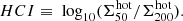 $$ \begin{aligned} HCI \equiv ~\mathrm{log}_{\rm 10}(\Sigma ^\mathrm{hot}_{\rm 50}/\Sigma ^\mathrm{hot}_{\rm 200}). \end{aligned} $$