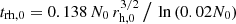$$ \begin{aligned} t_{\rm rh,0} = 0.138 \, N_0\,r_{\rm h,0}^{3/2} \,\big /\, \ln {(0.02 N_0)} \end{aligned} $$
