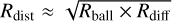 ${R_{{\rm{dist }}}} \approx \sqrt {{R_{{\rm{ball }}}} \times {R_{{\rm{diff }}}}} $