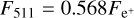${F_{511}} = 0.568{F_{{{\rm{e}}^ + }}}$