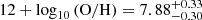 $ 12+\log_{10}\left(\mathrm{O/H}\right)=7.88^{+0.33}_{-0.30} $