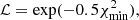 $$ \begin{aligned} \mathcal{L} = \exp ({-0.5\chi _{\rm min}^{2}}), \end{aligned} $$