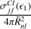 $\[\frac{\sigma_{j f}^{C I}\left(\epsilon_1\right)}{4 \pi \bar{R}_{n l}^2}\]$