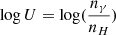 $$ \begin{aligned} \log U = \log (\frac{n_{\gamma }}{n_H}) \end{aligned} $$