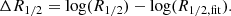$$ \begin{aligned} \Delta R_{1/2} = \log (R_{1/2}) - \log (R_{\rm 1/2,fit}). \end{aligned} $$