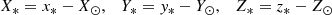$$ \begin{aligned}&X_{*} = x_{*} - X_{\odot }, \quad Y_{*} = y_{*} - Y_{\odot }, \quad Z_{*} = z_{*} - Z_{\odot } \end{aligned} $$