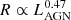 $ R \propto L_{\mathrm{AGN}}^{0.47} $