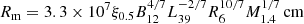 $$ \begin{aligned} R_\mathrm{m} =3.3\times 10^{7}\xi _{0.5} B_{12}^{4/7}L_{39}^{-2/7}R_6^{10/7}M_{1.4}^{1/7}\,\mathrm{cm} \end{aligned} $$