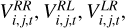 $V_{i,j,t}^{RR},V_{i,j,t}^{RL},V_{i,j,t}^{LR},$
