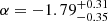$ \alpha=-1.79^{+0.31}_{-0.35} $