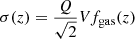 $$ \begin{aligned} \sigma (z)&= \frac{Q}{\sqrt{2}} V f_{\mathrm{gas}}(z) \end{aligned} $$