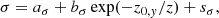 $$ \begin{aligned} \sigma&= a_{\sigma } + b_{\sigma } \exp ({-z_{0, y}/z}) + s_{\sigma }, \end{aligned} $$