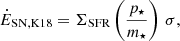 $$ \begin{aligned} \dot{E}_{\mathrm{SN, K18}} = \Sigma _{\mathrm{SFR}} \left( \frac{p_{\star }}{m_{\star }} \right)\,\sigma , \end{aligned} $$