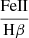 $ \frac{\mathrm{FeII}}{\mathrm{H}\beta} $