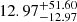 $ 12.97^{+51.60}_{-12.97} $