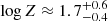 $ \log Z \approx 1.7^{+0.6}_{-0.4} $