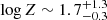 $ \log Z \sim 1.7^{+1.3}_{-0.3} $