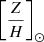 $ \left[\frac{Z}{H}\right]_\odot $
