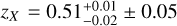 ${z_X} = 0.51_{ - 0.02}^{ + 0.01} \pm 0.05$