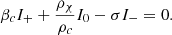 $$ \begin{aligned} \beta _cI_++{\rho _\chi \over \rho _c}I_0-\sigma I_-=0 .\end{aligned} $$