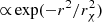 $ {\propto}\exp(-r^2/r_\chi^2) $