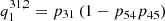 $ q_{1}^{31,2}=p_{31}\left(1-p_{54}p_{45}\right) $