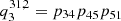 $ q_{3}^{31,2}=p_{34}p_{45}p_{51} $