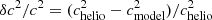 $ \delta c^2/c^2 = (c^2_\mathrm{helio}-c^2_\mathrm{model})/c^2_\mathrm{helio} $