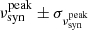$ \nu_{\mathrm{syn}}^{\mathrm{peak}}\pm\sigma_{\nu_{\mathrm{syn}}^{\mathrm{peak}}} $