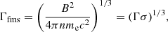 $$ \begin{aligned} \Gamma _{\rm fms}=\left(\frac{B^{2}}{4\pi n m_{\rm e} c^{2}}\right)^{1/3}=(\Gamma \sigma )^{1/3} , \end{aligned} $$