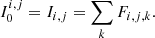 $$ \begin{aligned} I_{0}^{i,j} = I_{i,j} = \sum _k F_{i,j,k}. \end{aligned} $$