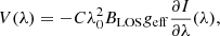 $$ \begin{aligned} V(\lambda ) = -C\lambda ^2_0B_{\rm LOS}g_{\rm eff}\frac{\partial I}{\partial \lambda }(\lambda ), \end{aligned} $$