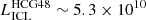 $ L_{\mathrm{ICL}}^{\mathrm{HCG48}}\sim 5.3 \times 10^{10} $