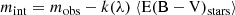 $$ \begin{aligned} m_{\rm int} = m_{\rm obs}-k(\lambda )~\langle \mathrm{E(B-V)_{stars}}\rangle \end{aligned} $$