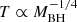 $ T \propto M_{\mathrm{BH}}^{-1/4} $