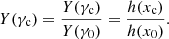 $$ \begin{aligned} Y(\gamma _\mathrm{c} )=\frac{Y(\gamma _\mathrm{c} )}{Y(\gamma _0)}=\frac{h(x_\mathrm{c} )}{h(x_0)}. \end{aligned} $$
