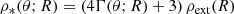 $$ \begin{aligned} \rho _*(\theta ;R)=\left(4 \Gamma (\theta ;R)+3\right) \rho _{\mathrm{ext} }(R) \end{aligned} $$