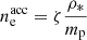 $$ \begin{aligned} n_{\mathrm{e} }^{\mathrm{acc} }=\zeta \frac{\rho _*}{m_{\mathrm{p} }} \end{aligned} $$