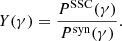$$ \begin{aligned} Y(\gamma ) = \frac{P^{\mathrm{SSC} }(\gamma )}{P^{\mathrm{syn} }(\gamma )}. \end{aligned} $$