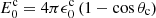$ E_{0}^{\mathrm{c}} = 4\pi \epsilon_{0}^{\mathrm{c}} \left(1-\cos{\theta_{\mathrm{c}}}\right) $