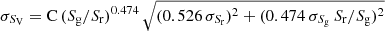 $ \sigma_{S_{\mathrm{V}}}=\mathrm{C} \, (S_{\mathrm{g}}/S_{\mathrm{r}})^{0.474} \, \sqrt{(0.526 \, \sigma_{S_{\mathrm{r}}})^2+(0.474 \, \sigma_{S_{\mathrm{g}}} \, S_{\mathrm{r}}/S_{\mathrm{g}})^2} $